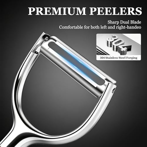 Vegetable Peeler, Stainless Steel Serrated Blade for Kitchen