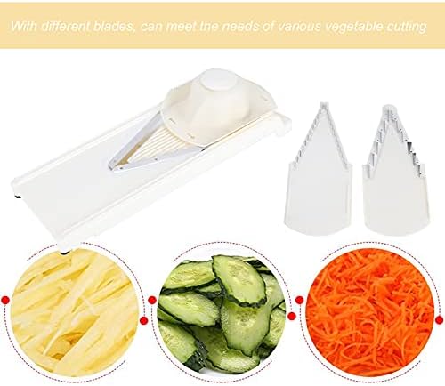 Mandoline Slicer for Kitchen, Adjustable Vegetable Chopper, Fruit, Cheese Grater, Potato Chips Slicer, Stainless Steel Food Slicer for Vegetable, Onion,Cucumber, Potato, White