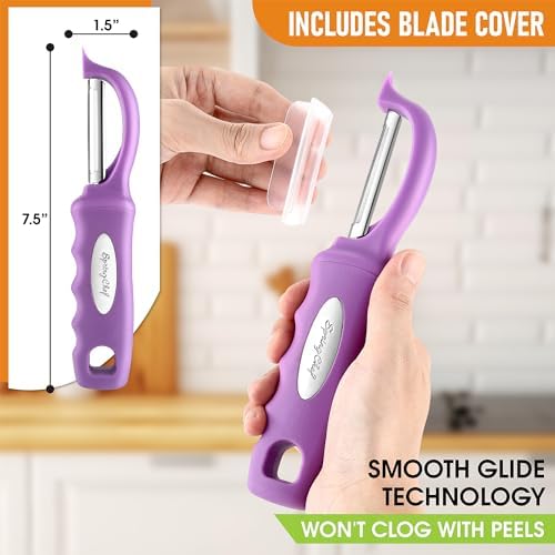 Spring Chef Stainless Steel Swivel Vegetable Peeler & Professional Large Dough Blender - 2 Product Bundle - Orchid
