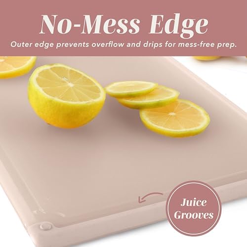 COOK WITH COLOR Extra Large Cutting Board Set, Jumbo-Sized Boards with Rubber Border for Enhanced Cooking Experience, 3-Piece, Pink