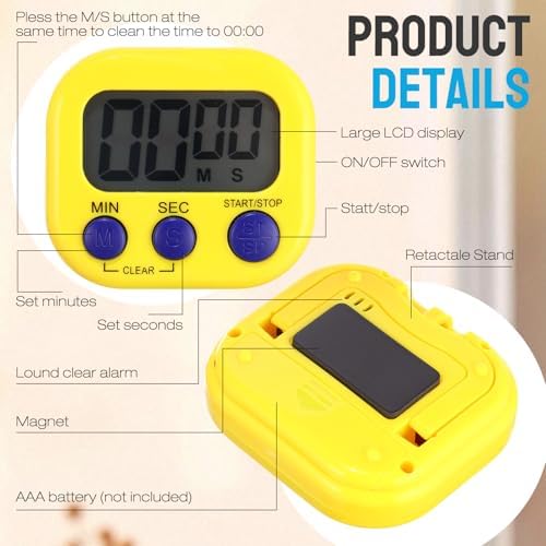 Weewooday 24 Pcs Digital Kitchen Timer Bulk, Novel Color