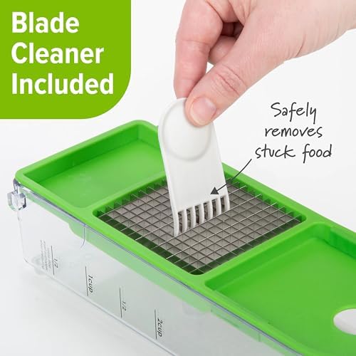 Onion Chopper and Dicer - Anti-Tear Vegetable Chopper, 2-Cup Capacity with Clear Measuring Base, Non-Skid Feet, Dishwasher Safe & Cleaning Tool Included