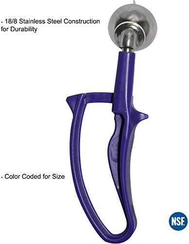 Tiger Chef 3/4-Oz. Orchid Easy Grip Left & Right Ergonomic Squeeze Handle Ice Cream Scooper, All-purpose Stainless Steel Dishers For Ice Cream, Cookie Dough, Meat Balls, Rice, etc. NSF Certified