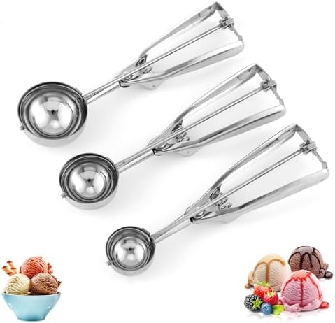 Cookie Scoop Set 3Pcs 18/8 Stainless Steel for Ice Cream & Dough Gift Box