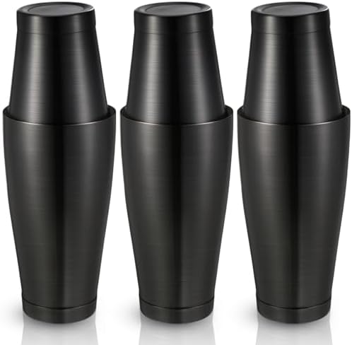 Sabary 6 Pcs Shakers Bartending Boston Cocktail Shaker, Sanding Black