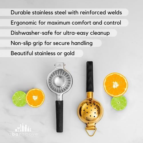 A Bar Above Hand Juicer, Hand Press Juicer For Cocktails, Heavy Duty Stainless Steel, Lemon Squeezer, Grapefruit Juicer Bowl, Dishwasher Safe Juice Press, Citrus Squeezer, Home Bars, Gold