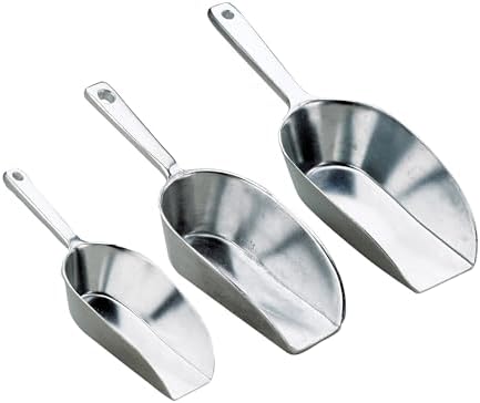 HIC Kitchen Flat Bottom Food Scoops, 5-Inch, 7.5-Inch, 8.75-Inch, Commercial-Grade Anodized Cast Aluminum, Set of 3