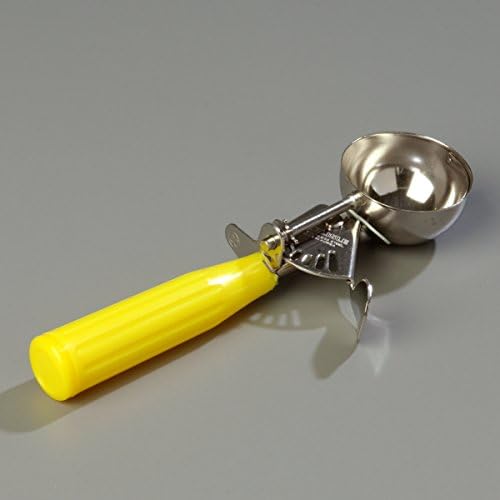 Carlisle FoodService Products Disher Scoop with Yellow Handle – 2 oz Portion Scoop Stainless Steel Scoopers for Food, Use for Restaurants and Catering, One-Piece Design