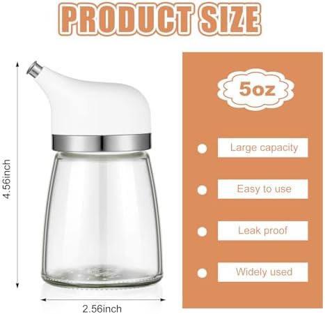 1 Pcs Soy Sauce Dispenser 5 oz, Glass Non Drip White