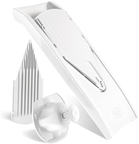 Borner Mandoline Food Slicer V1 (Basic Set) by Reston Lloyd • V-Slicer with Food Holder • Made in Germany • Fruit & Vegetable Chopper • Multiple Settings • Color: White