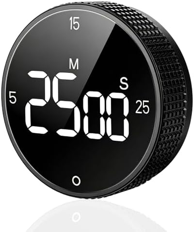 Digital Kitchen Timer, Magnetic Visual Pomodoro Clock with Large LED Display, 3 Preset Times (5/15/25) for Cooking Baking Fitness