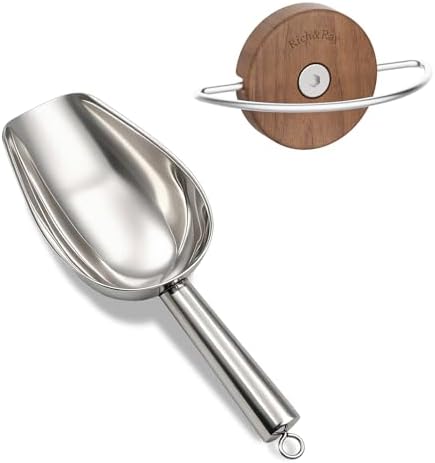 Rich&Ray 9oz Stainless Steel Ice Scoop with Walnut Wood Holder