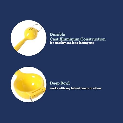Oster Ravello Lemon and Lime Squeezer – Manual Handheld Citrus Juicer Press Extractor, Durable Kitchen Tool for Fresh Juice, Yellow Finish