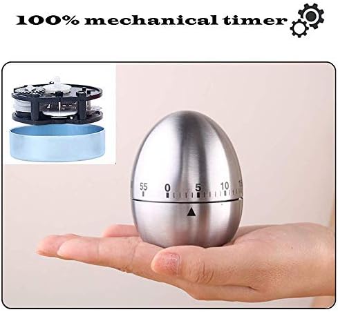 Egg Timer Wind up Kitchen Cooking Timer Reminder Mechanical Reminder Cute Mechanical Rotating Alarm with 60 Minutes for Cooking (Silver)