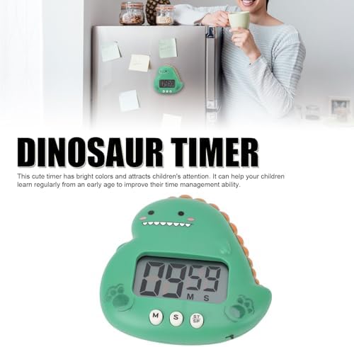 Dinosaur Digital Kitchen Timer with Magnetic Back Stand, Green