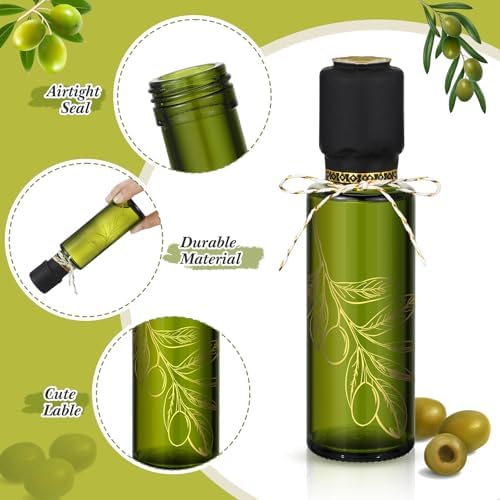 Reallnaive 20 Pcs 4oz Mini Olive Oil Bottles Bulk, Olive Leaf, Dark Green
