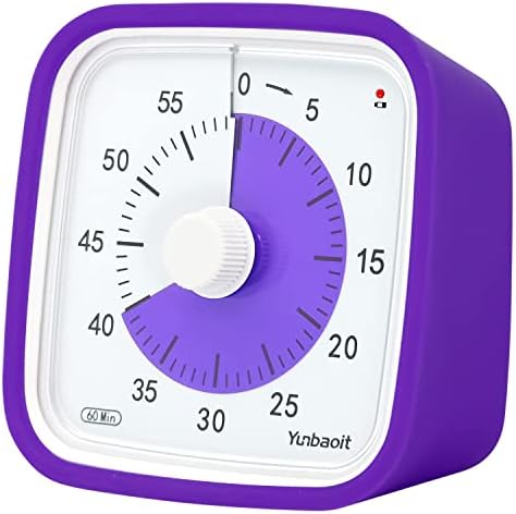 Yunbaoit Visual Timer for Kids, Silent 60-min Countdown Timer, Purple