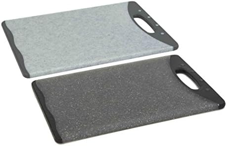 Home Basics CB44821 Dual Sided Plastic Cutting Board, 8" x 12", Granite Gray