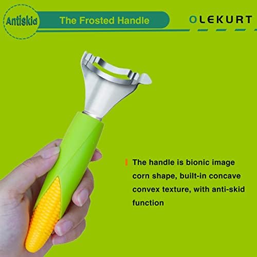Corn Shaped Corn Stripper, Corn Peeler for Corn on the Cob Remover Tool, Corn Thresher with Good Grips (Green-yellow)…