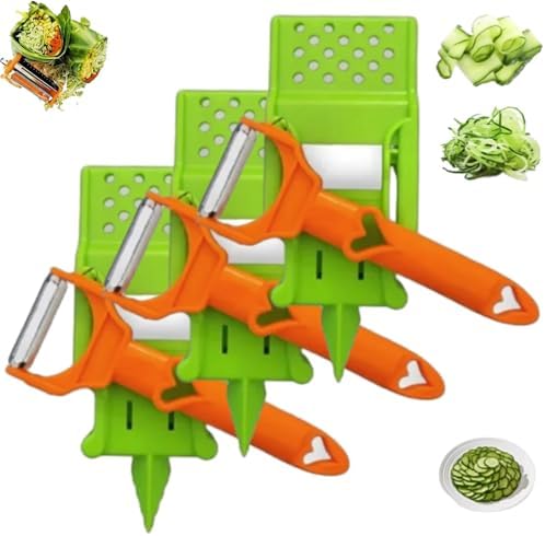 Pelador Multifuncional 2-En-1, Set Patient Peeler, Vegetable Peeler Julienne Cutter, Lemon Squeezer, 3 in 1 Multifunctional Kitchen Tool, for Fruits and Vegetables Potato Spiralizer(3)