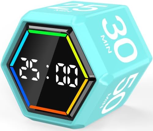 Rotating Pomodoro Timer Cube 3/5/10/25/30/50 min with Colorful Visual Bar