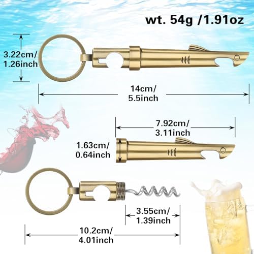 LKKCHER 2-in-1 Shark Bottle Opener, Novelty Keychain Corkscrew Wine Opener, Beer Bottle Opener, Wine & Beer Gifts for Men, Father's Day Gifts, Christmas Gifts, Birthday Gifts, Bronze, KPQ2805