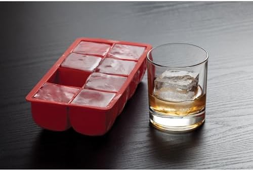 HIC Kitchen Big Block Silicone Ice Cube Tray, European-Grade, Non-Stick, Makes 8 Large Ice Cubes