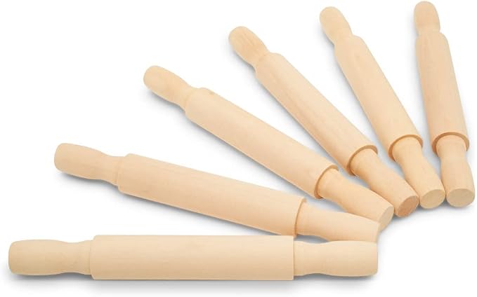 Wooden Mini Rolling Pin, 7 Inches Long, Pack of 12, Perfect for Fondant, Pasta, Baking in the Kitchen, Crafting by Woodpeckers