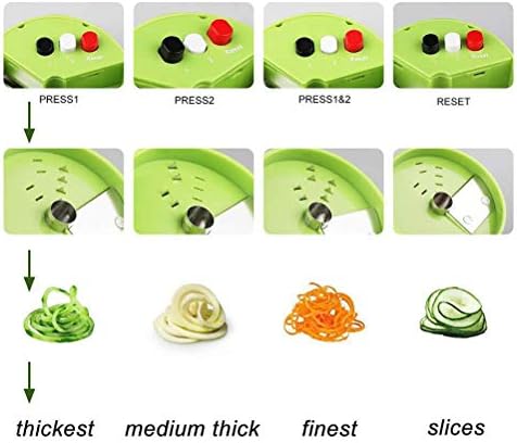 Handheld Spiralizer 3 in 1 Vegetable Slicer, Veggie Spiral Cutter Zucchini Noodle Spaghetti Maker Zoodle Maker Adjustable Spiral Slicer Onion Food Chopper for Low Carb Vegan Meals