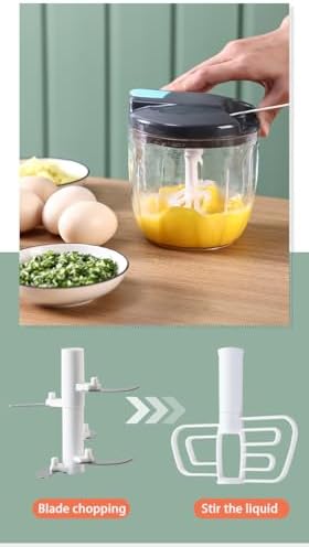 Manual Food Chopper Vegetable Processor - 900ml, Kitchen Cooking Tool