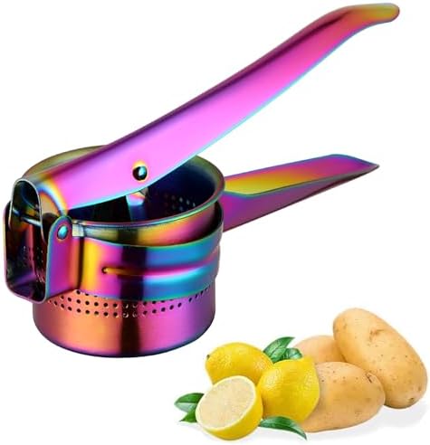 Meisha Potato Ricer – Stainless Steel Manual Masher for Potatoes, Fruits, Vegetables, Yams, Squash, Baby Food and More - Rainbow