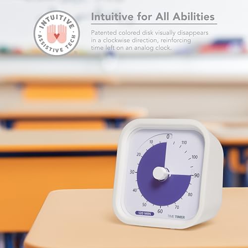 TIME TIMER 120 Minute MOD Education Edition ⁠Visual Timer with Desktop Software for Kids Classroom Learning,Testing,Study Tool &Office Meetings with Silent Operation (White), 3.5" x 3.5" (Pack of 10)
