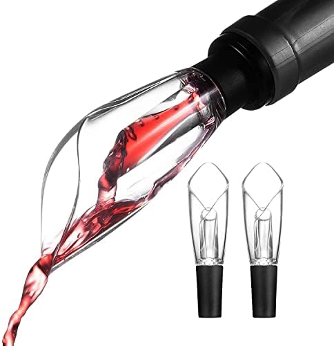 2 Pack Wine Aerator Pourer Spout Premium Wine Aerator Tulips Shaped Aerator Wine Pour Wine Bottle Aerator Pourer for Red and White Wine Lover Gift, Black