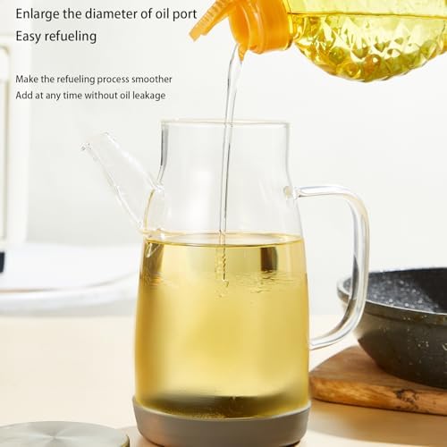 Glass Olive Oil Bottle, Olive Oil Dispenser Bottle for Kitchen, Vinegar Dispenser Bottles, 20oz Cooking Oil Condiment Containers with Drip Free Spout and Non Slip Bottom
