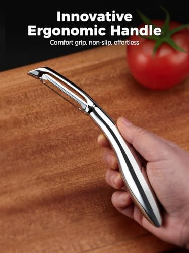 Professional Vegetable Peeler – 304 Stainless Steel Potato Peeler for Kitchen, Ultra Sharp Blade, Ergonomic Non-Slip Handle, Dishwasher Safe, 2-Year Warranty