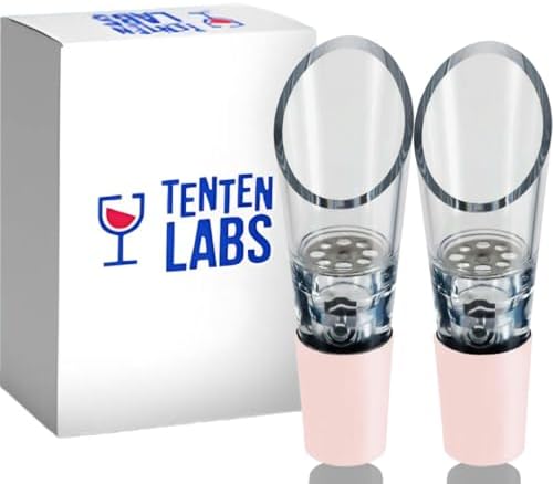 TenTen Labs Wine Aerator Pourer (2-Pack), Decanter Spout, Rose Gold