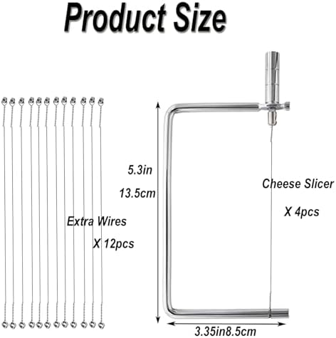 5inch Marble Board Cheese Slicer Accessories Kitchen Knife Small Cheese Cutter Components Ideal DIY for Making Giftable Cheese Cutting Boards Cheese Slicer Cheese Cutter Kit(4Slicer+12Wires)5"