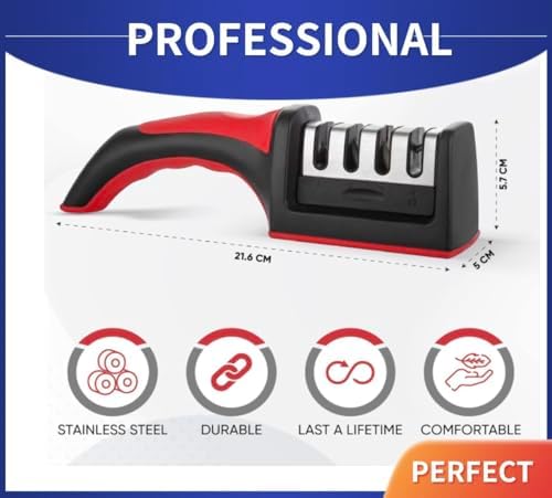3 Stage Portable Knife Sharpener Sharpening Tool, Anti-slip,Easy To Repair,Restore and Polish Blades