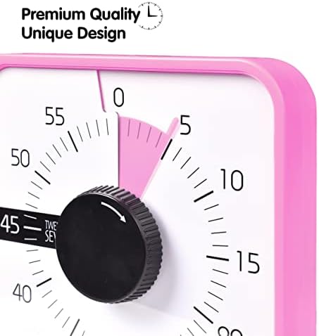 TWENTY5 SEVEN Countdown Timer 7.5 inch; 60 Minute 1 Hour Visual Timer – Classroom Teaching Tool Office Meeting, Mechanical Countdown Clock for Kids Exam Time Management Magnetic, Pink