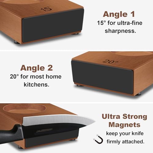 Abardi Rolling Knife Sharpener, Kitchen Tool Gifts for Men (Walnut)