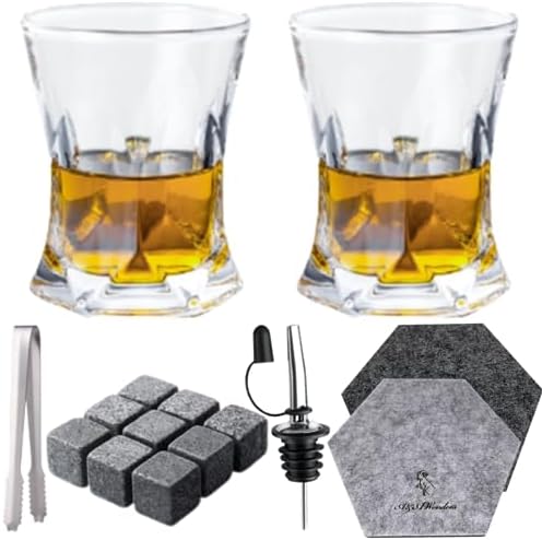 A&A Wonders Premium Whiskey Stones 100% Natural Granite Set of 9 Chilling Rocks Stone Reusable Ice Cubes for Drinks with Velvet Carrying Pouch, Gift for Whiskey Lovers (Crown)
