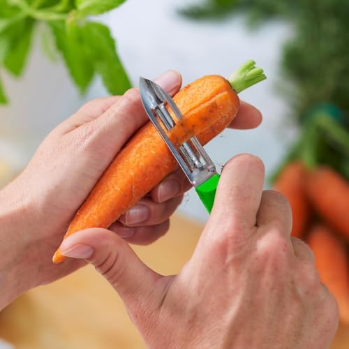 Opinel Les Essentials+ No. 315 Peeler, Corrosion Resistant + Dishwasher Safe, Made in France, Green