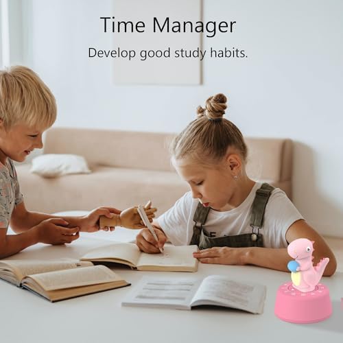 Visual Timer for Kid, Toddler Kitchen Timer 60 Min Countdown, Pink Dinosaur