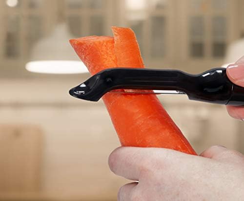Farberware Pro Euro Vegetable Peeler with Ergonomic Handle, Razor-Sharp Stainless Steel Blade, Built-In Bud Remover, Dishwasher Safe - Potato Peeler for Kitchen