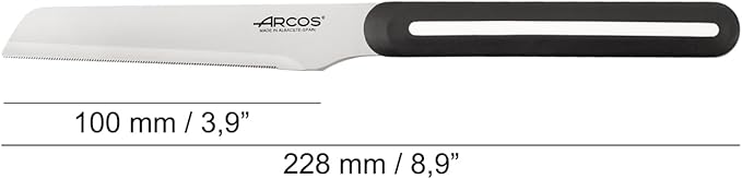 Arcos Paring Knife 4 Inch Stainless Steel. Table Knife for Peeling Fruits and Vegetables. Ergonomic Polypropylene Handle. Suitable for all types of food. Series B-Line. Color Black and White.