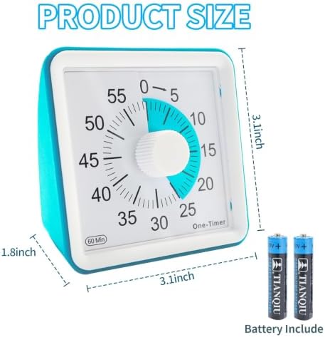 60 Minutes Countdown Visual Timer,Manage Time Well for Kids and Adults,Silent Travel Time Design for Education,Classroom,Home,Office (2*Blue)