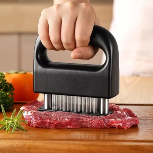 Spring Loaded Meat Tenderizer, Meat Tenderizer 48 Blade Stainless Steel Needle Meat Tenderizer Tool, Manual Meat Tenderizing Tool for Kitchen BBQ Cooking, Heavy Duty Kitchen Gadget (1pcs)