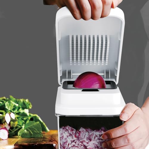 Glad 2-in-1 Vegetable Chopper - 1.8 Quart Food Chopper with 2 Interchangeable Blades (1/4" & 1/2") - Onion Dicer and Veggie Cutter for Meal Prep, Dishwasher Safe Kitchen Gadget