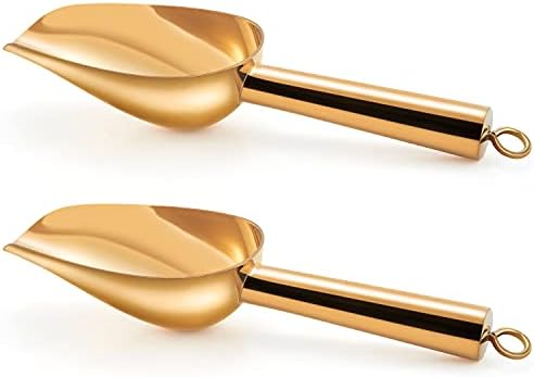 TeamFar Mini Scoop Set of 2, 3 Oz Small Ice Canister Candy Scoops - Gold