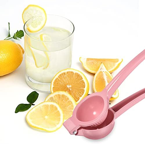 uxcell Manual Hand Squeezer, Aluminium Alloy Lemon Orange Citrus Juicer Suitable for Lemon, Watermelon, Orange, Pomegranate, Cucumber - Pink